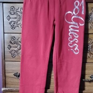 Guess Red Sweatpants with Silver Logo